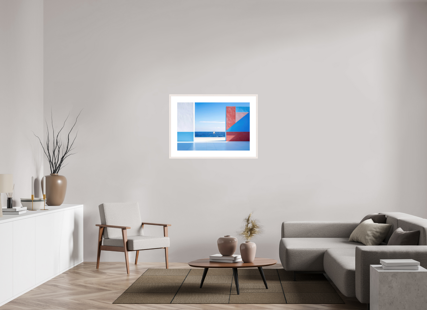 90 x 60 cm, Fine Art Print gerahmt Mauer am Meer-03