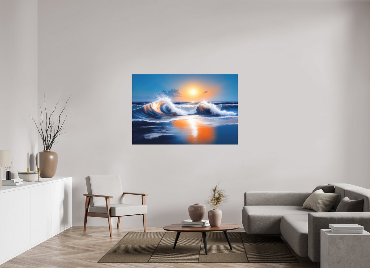 150 x 100 cm, Fine Art Pigmentdruck hinter Acrylglas Brandung im Licht—Wandkunst, Fine Art Print, Leinwand, Acryldruck, Alu-Dibond