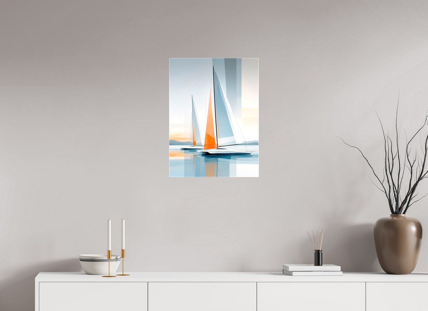 45 x 60 cm, Leinwand glänzend Orange im Blau