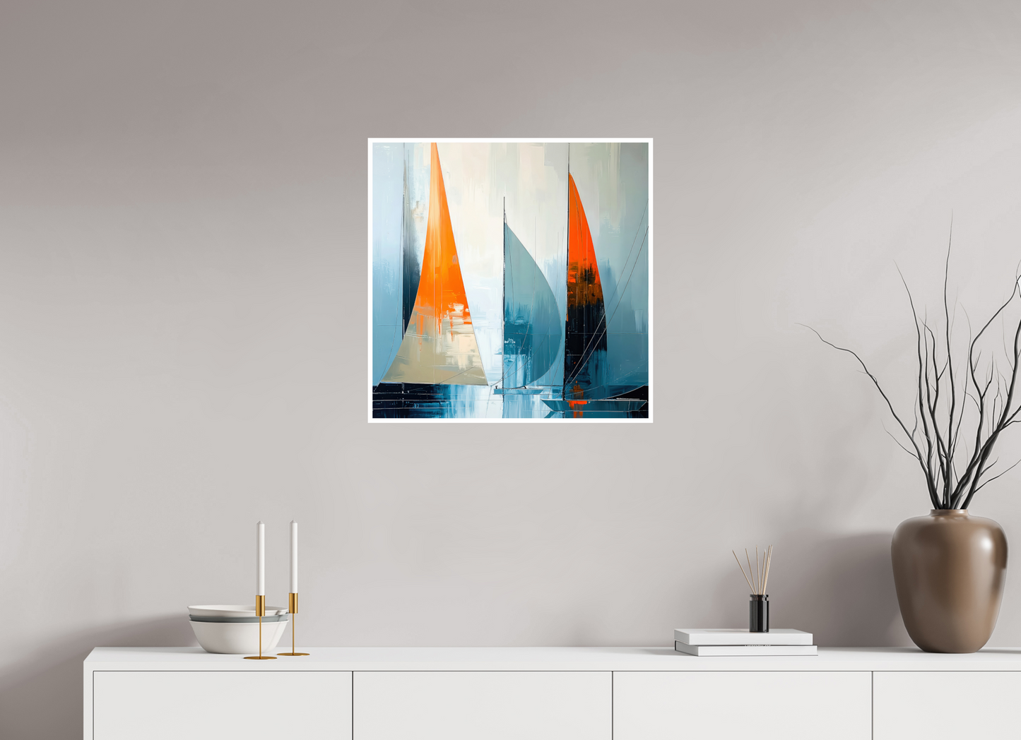 60 x 60 cm, Fine Art Print Hahnemühle Baryta Segelboot-Kunst - Abstraktion in Bewegung—Wandkunst, Fine Art Print, Leinwand, Acryldruck, Alu-Dibond