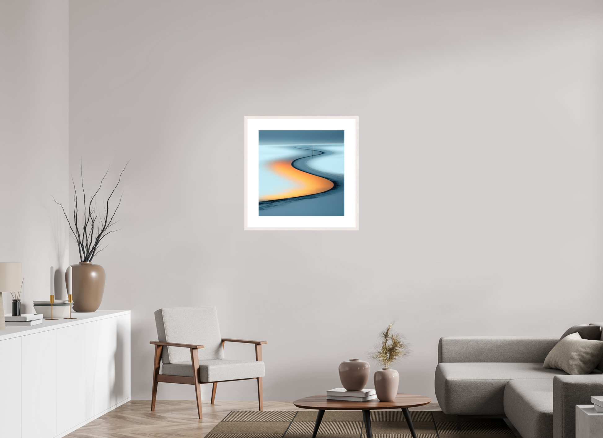 60 x 60 cm, Fine Art Print gerahmt Goldener Priel