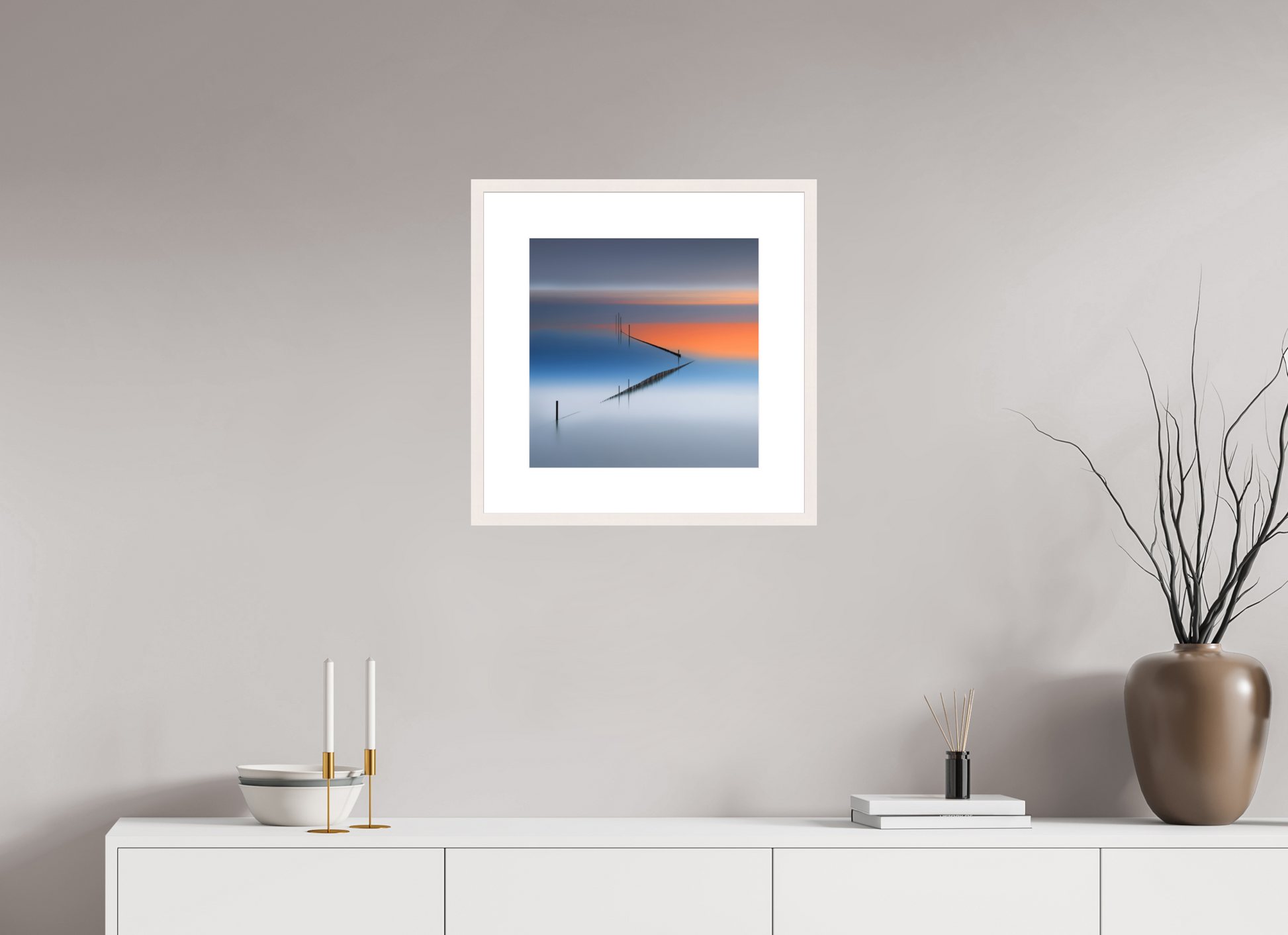 40 x 40 cm, Fine Art Print gerahmt Stille Linien