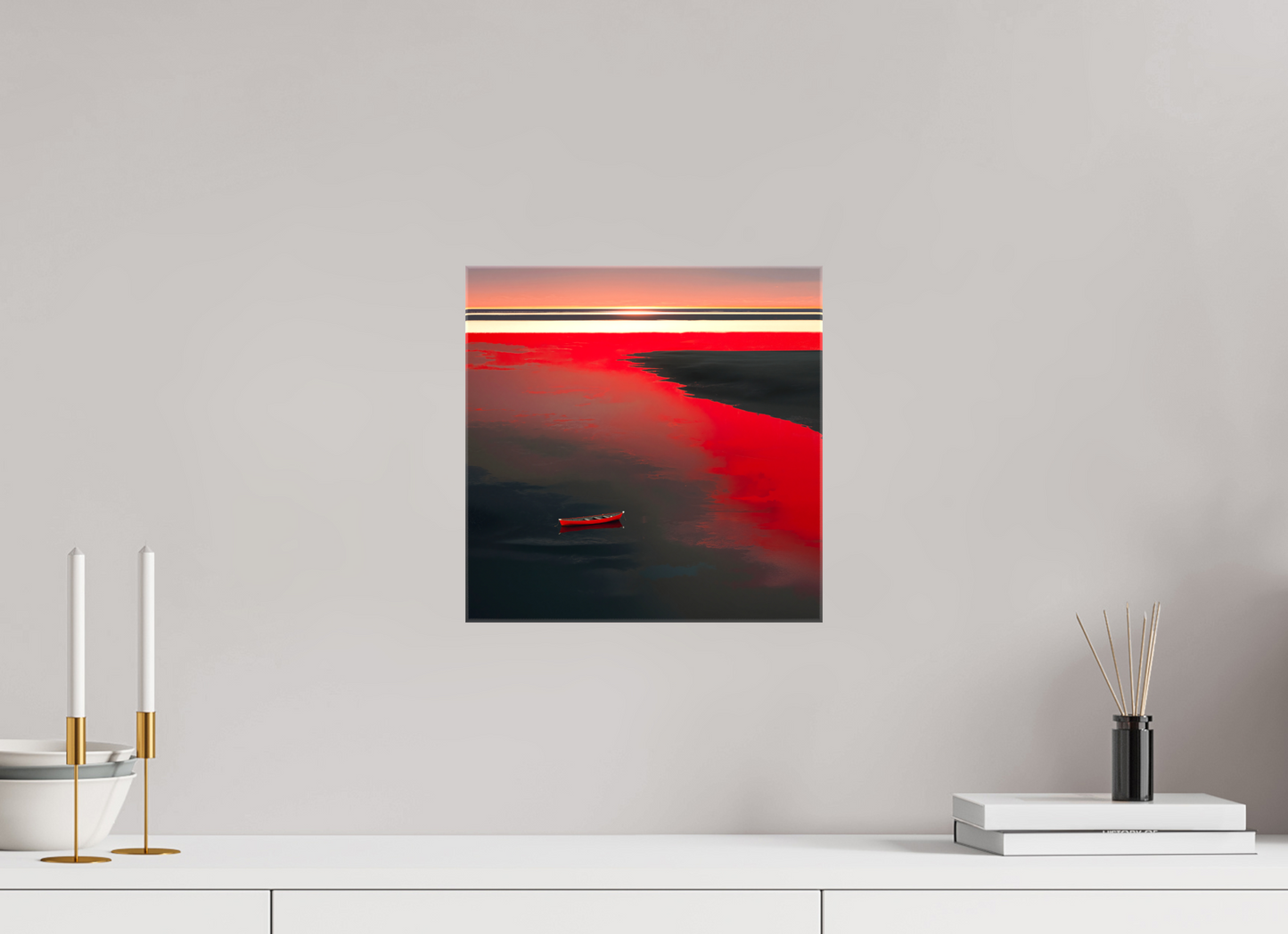 30 x 30 cm, Leinwand glänzend Allein im Rot