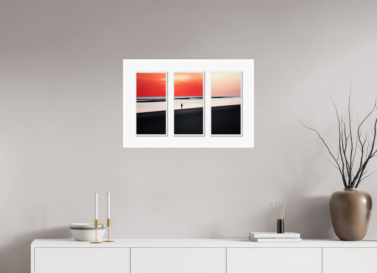 75 x 50 cm, Fine Art Print Hahnemühle Baryta Tryptichon Mann am Ufer
