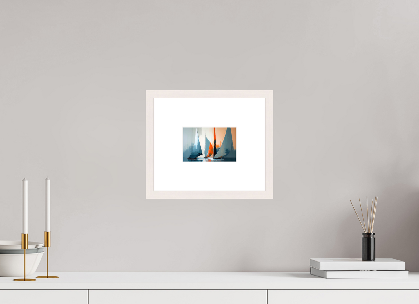 15 x 10 cm, Fine Art Print gerahmt Segelboote abstrakt-14-32