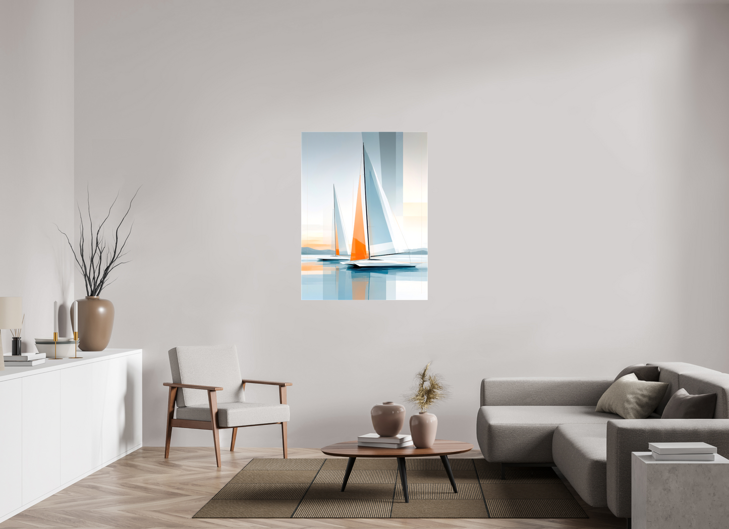 90 x 120 cm, Leinwand glänzend Orange im Blau