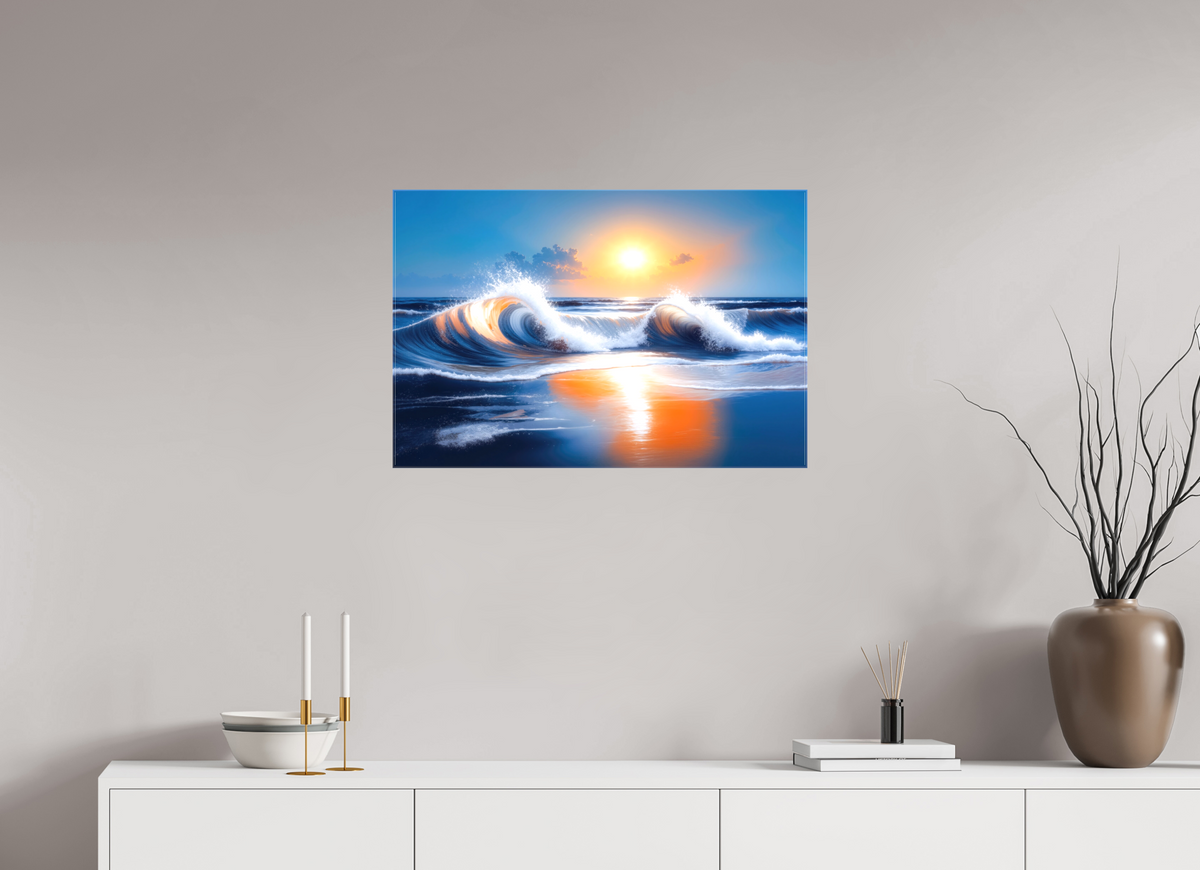 75 x 50 cm, Leinwand glänzend Brandung im Licht—Wandkunst, Fine Art Print, Leinwand, Acryldruck, Alu-Dibond