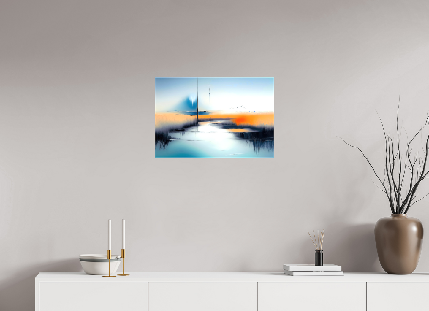 60 x 40 cm, Leinwand glänzend Salzwiese im schwebenden Licht—Wandkunst, Fine Art Print, Leinwand, Acryldruck, Alu-Dibond