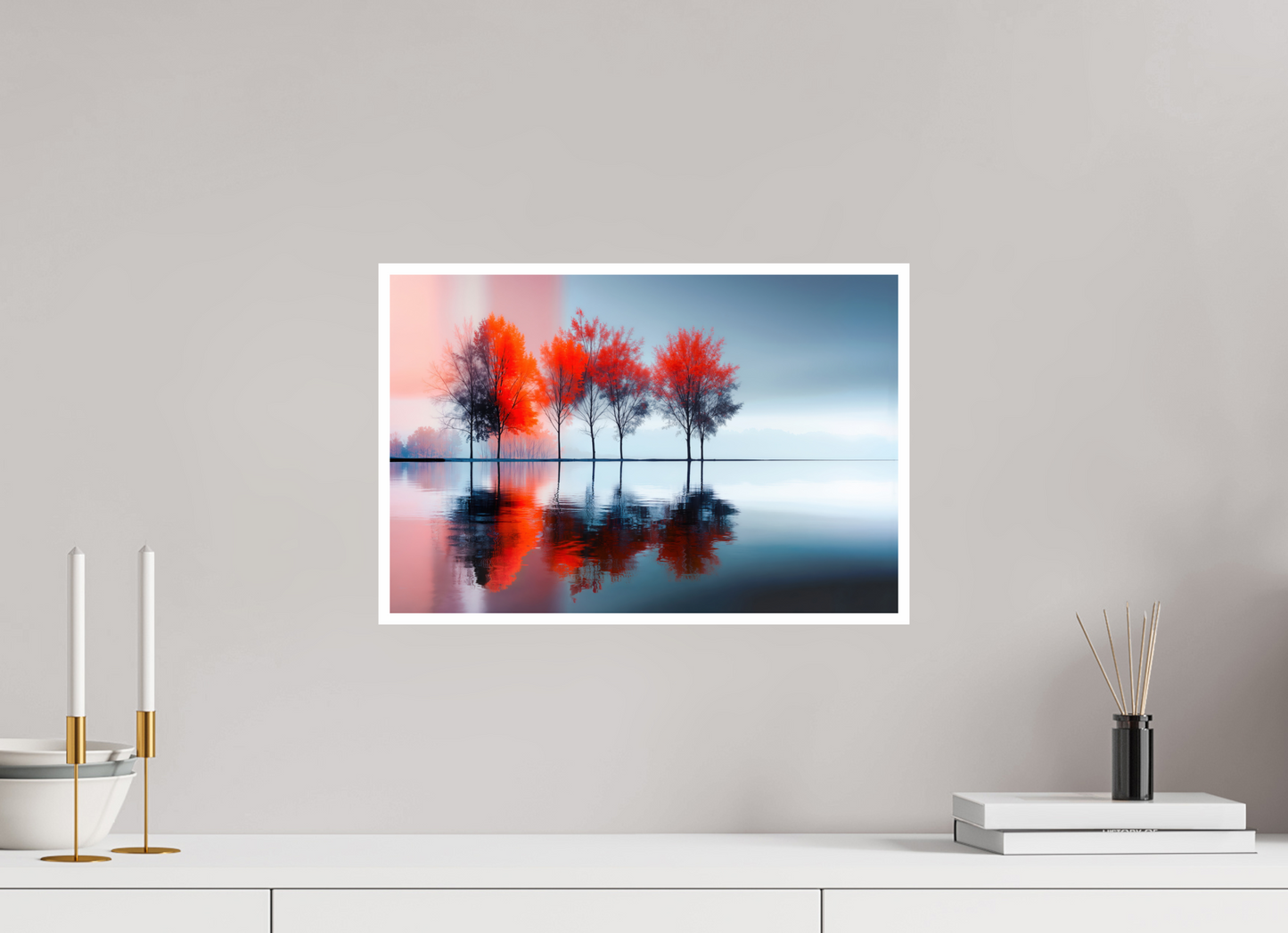 45 x 30 cm, Fine Art Print Hahnemühle Baryta Stille in Rot—Wandkunst, Fine Art Print, Leinwand, Acryldruck, Alu-Dibond