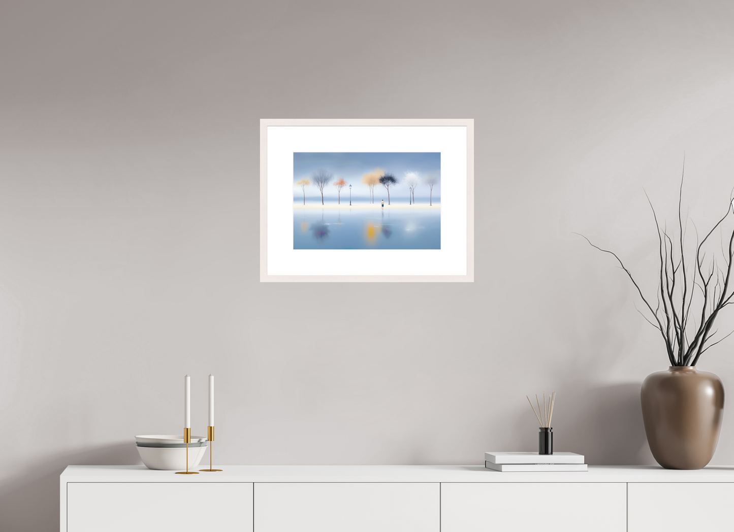 45 x 30 cm, Fine Art Print gerahmt Stilles Ufer, ferne Gedanken