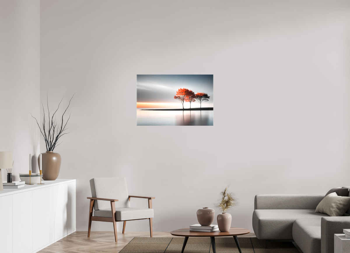 90 x 60 cm, Leinwand glänzend Stille am Ufer-02—Wandkunst, Fine Art Print, Leinwand, Acryldruck, Alu-Dibond