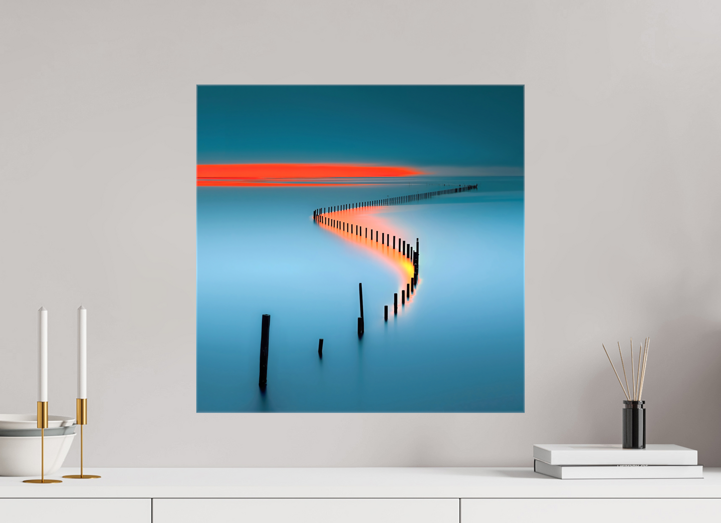 50 x 50 cm, Leinwand glänzend Lichtweg im Watt
