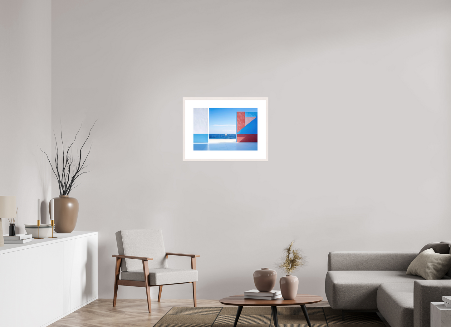 60 x 40 cm, Fine Art Print gerahmt Mauer am Meer-03