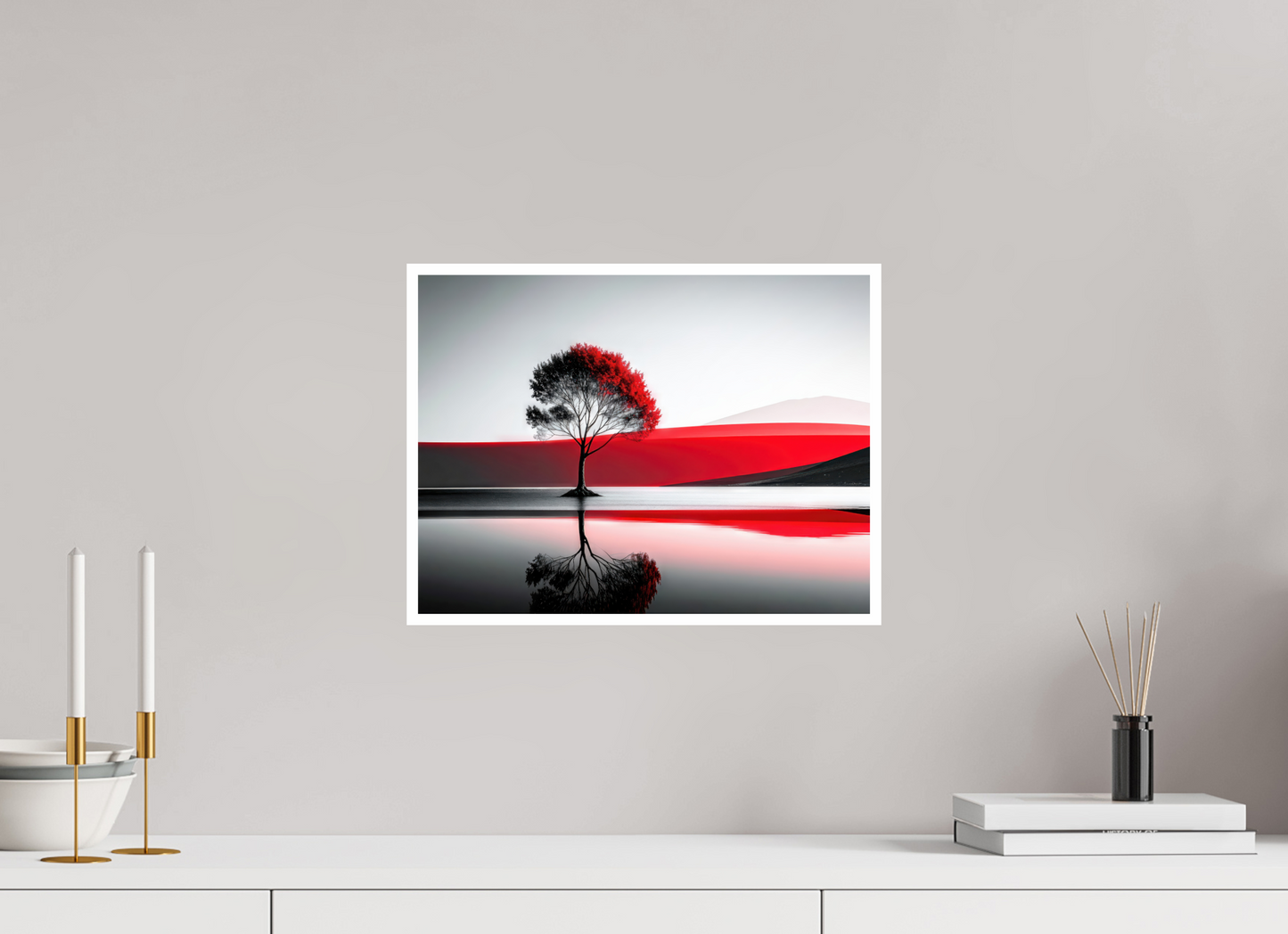 40 x 30 cm, Fine Art Print Hahnemühle Baryta Baum am Ufer surreal-01—Wandkunst, Fine Art Print, Leinwand, Acryldruck, Alu-Dibond