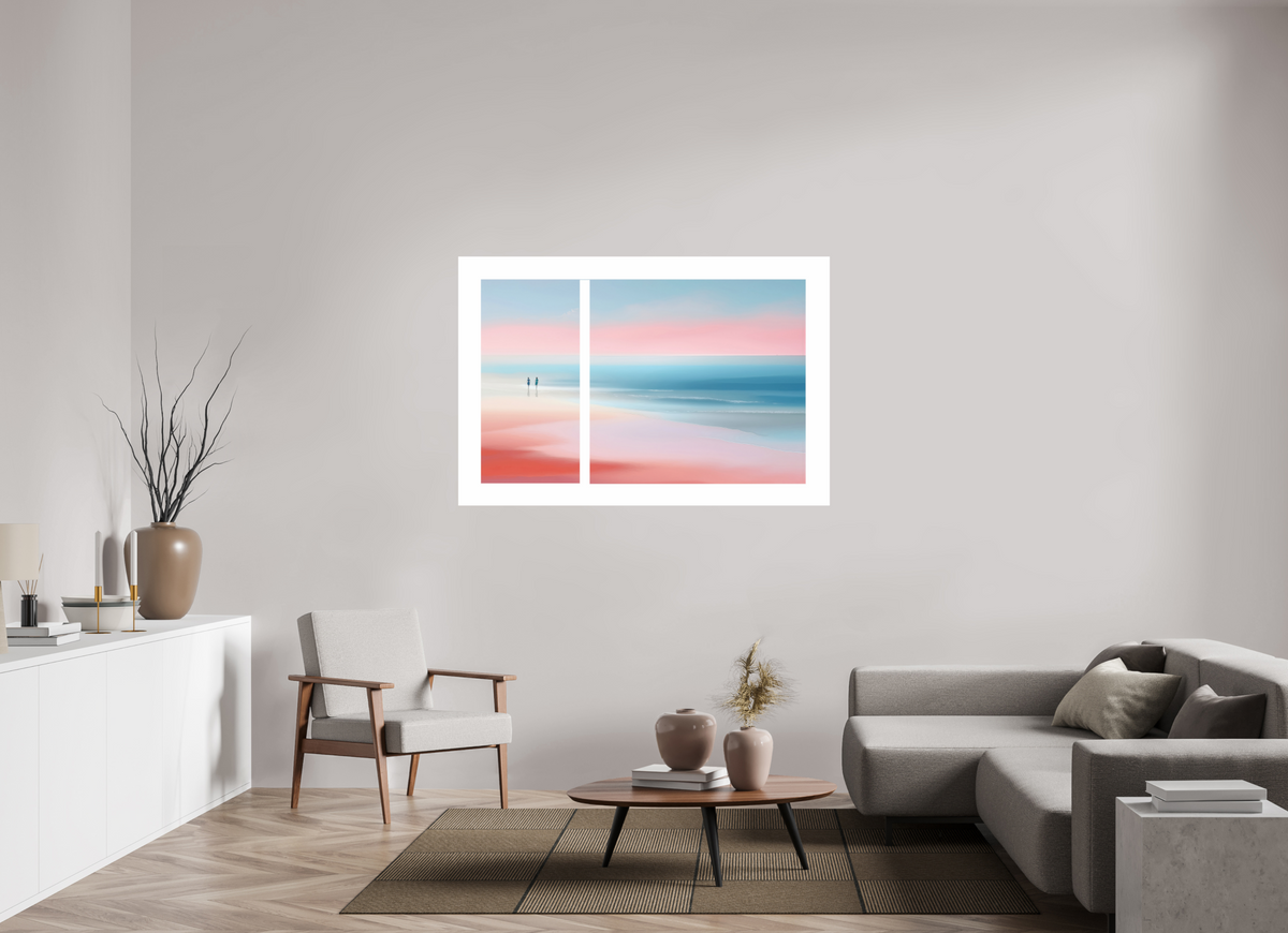 150 x 100 cm, Fine Art Print Hahnemühle Baryta Zwei Frauen am Meer, Diptychon-Look, semi-abstrakt, minimalistisch