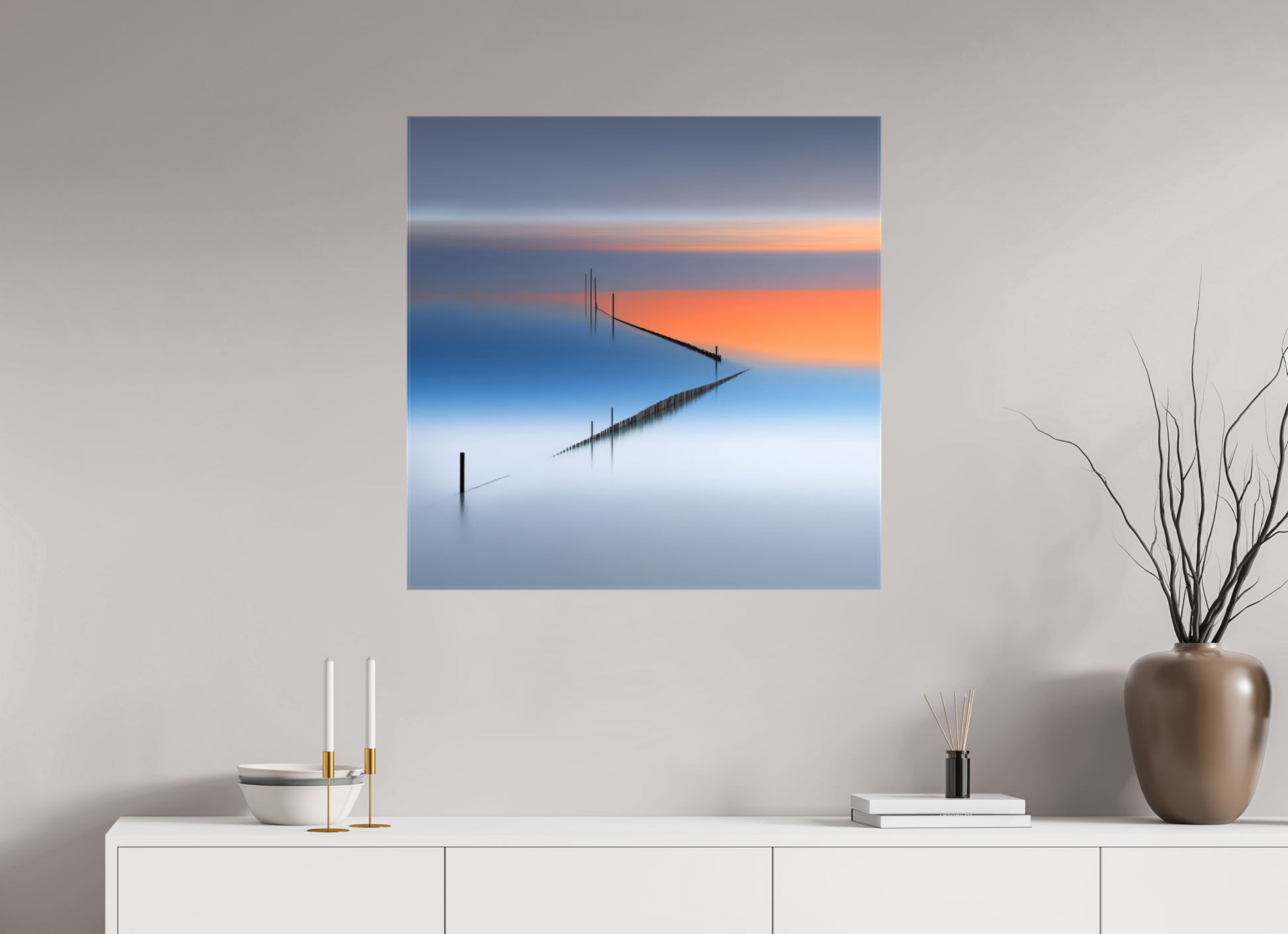 80 x 80 cm, Leinwand glänzend Stille Linien—Wandkunst, Fine Art Print, Leinwand, Acryldruck, Alu-Dibond