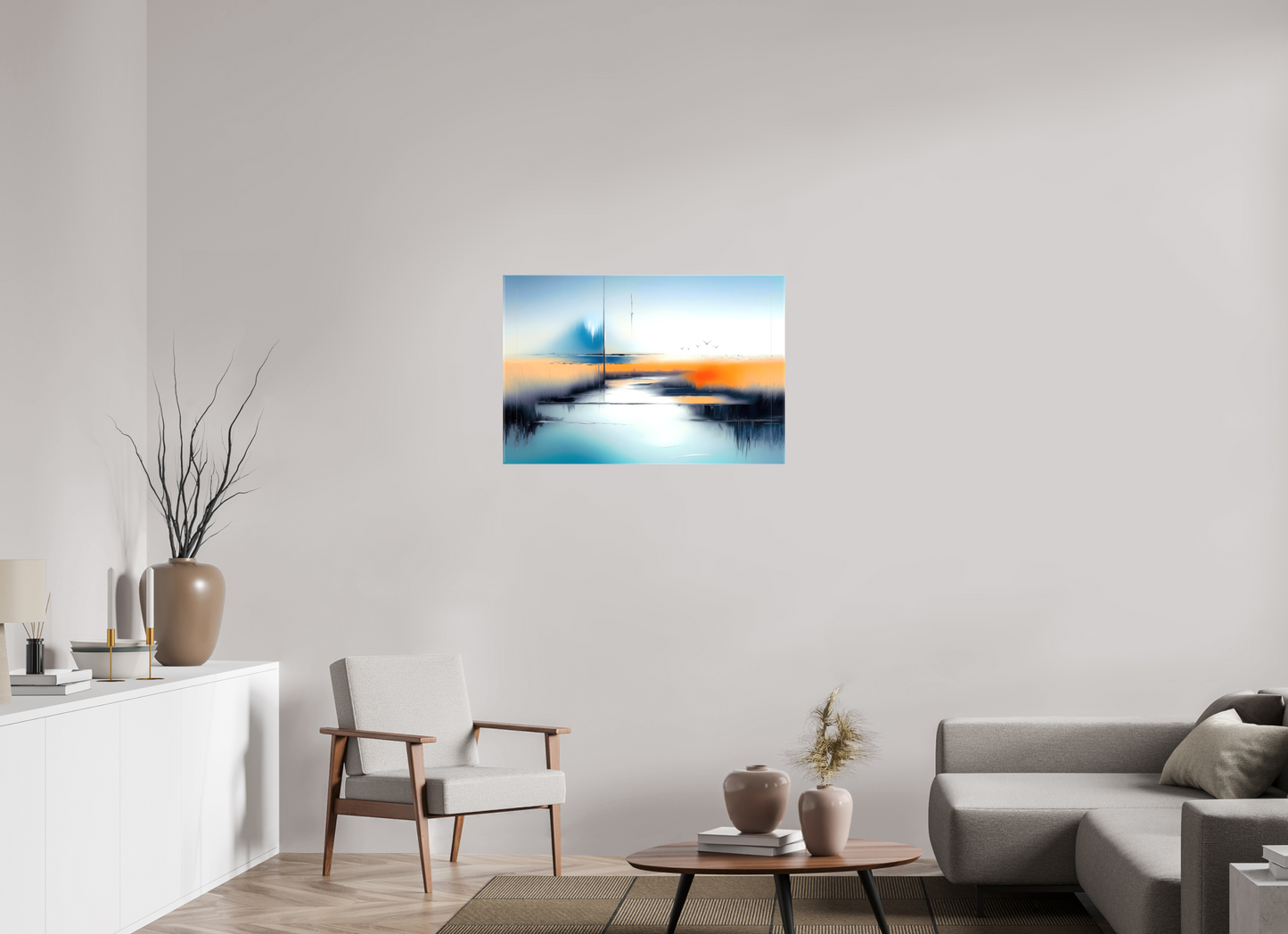90 x 60 cm, Leinwand glänzend Salzwiese im schwebenden Licht—Wandkunst, Fine Art Print, Leinwand, Acryldruck, Alu-Dibond