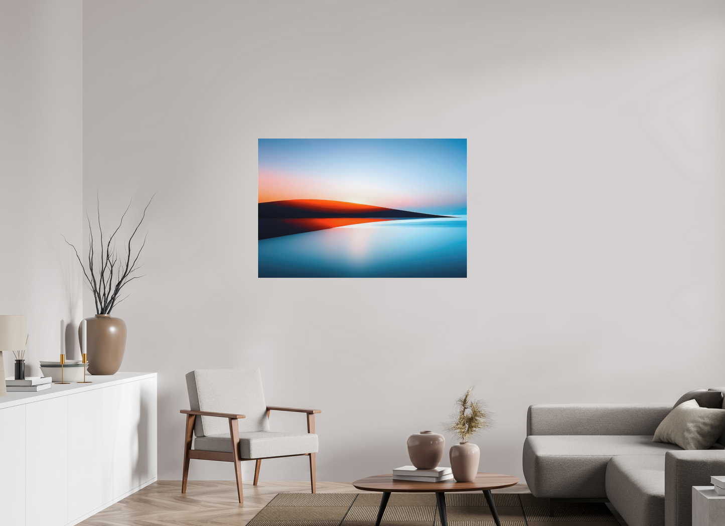 120 x 80 cm, Fine Art Pigmentdruck hinter Acrylglas Lichtlinie am Horizont-01—Wandkunst, Fine Art Print, Leinwand, Acryldruck, Alu-Dibond