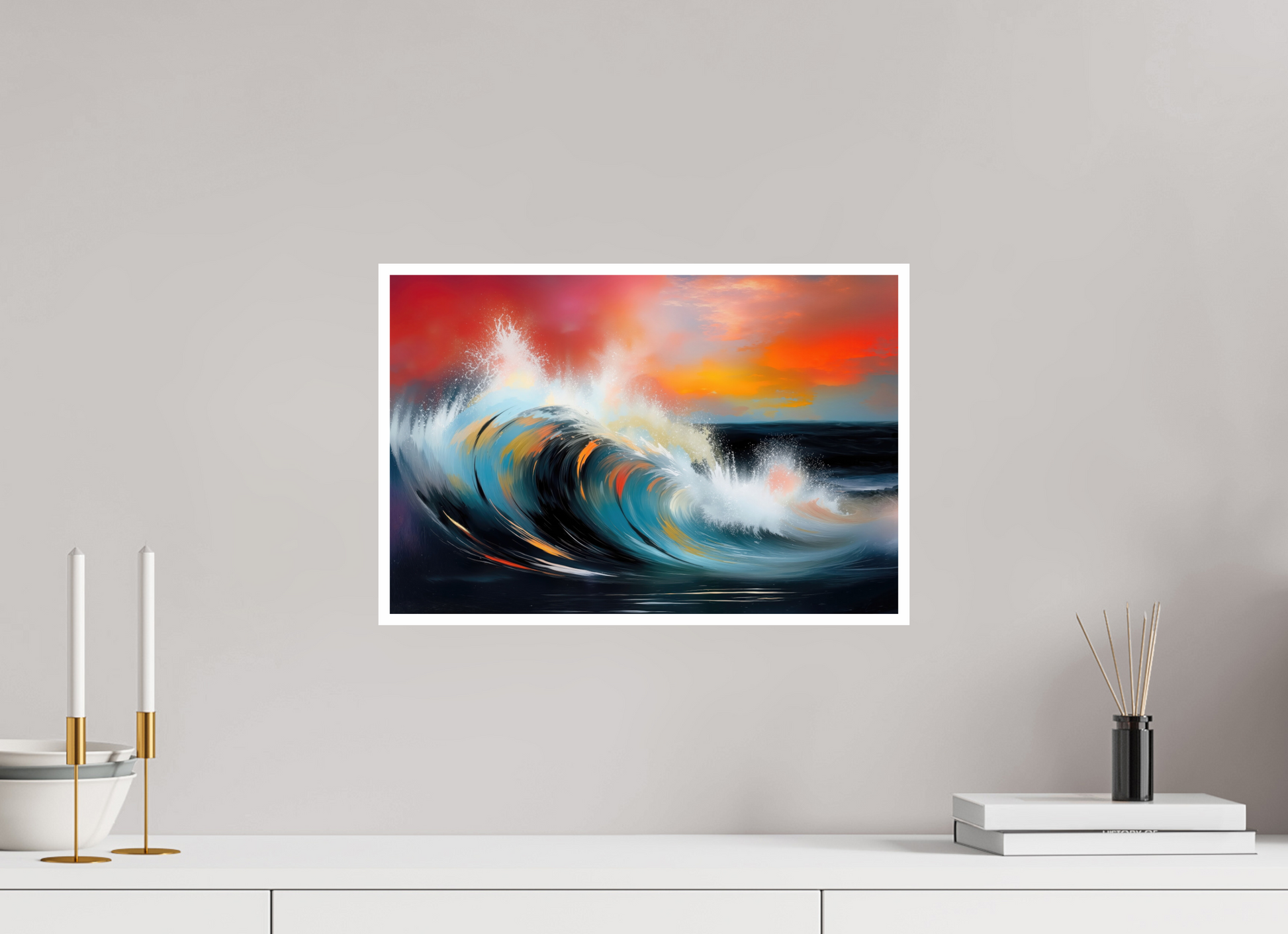 45 x 30 cm, Fine Art Print Hahnemühle Baryta Glühende Brandung—Wandkunst, Fine Art Print, Leinwand, Acryldruck, Alu-Dibond