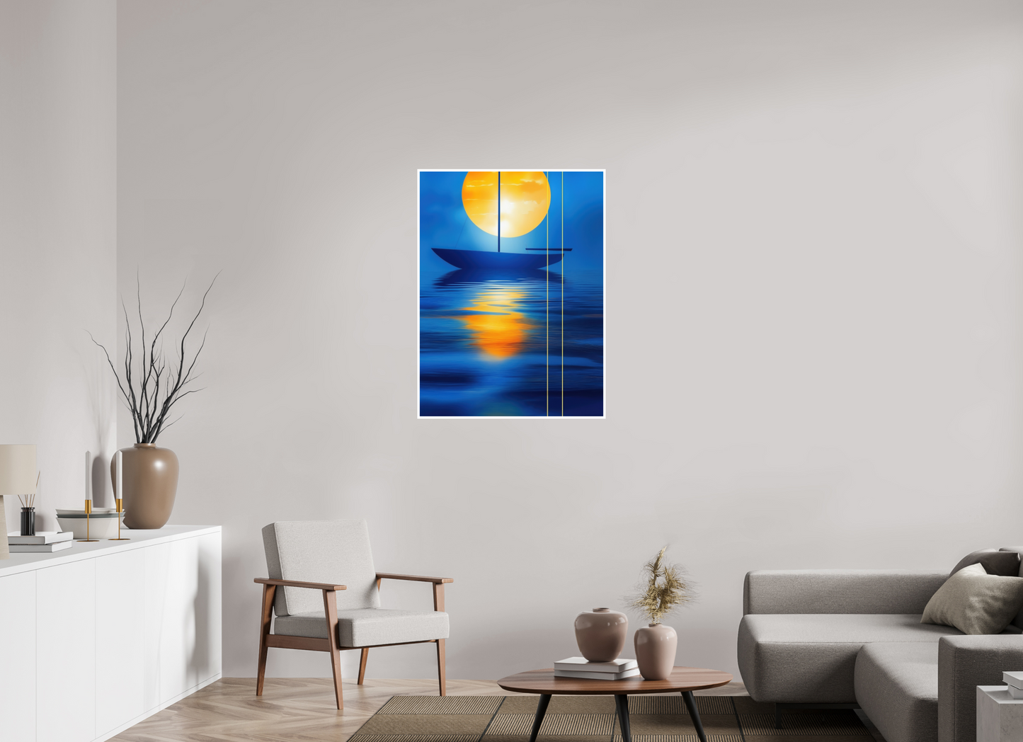 75 x 100 cm, Fine Art Print Hahnemühle Baryta Segel im goldenen Kreis—Wandkunst, Fine Art Print, Leinwand, Acryldruck, Alu-Dibond