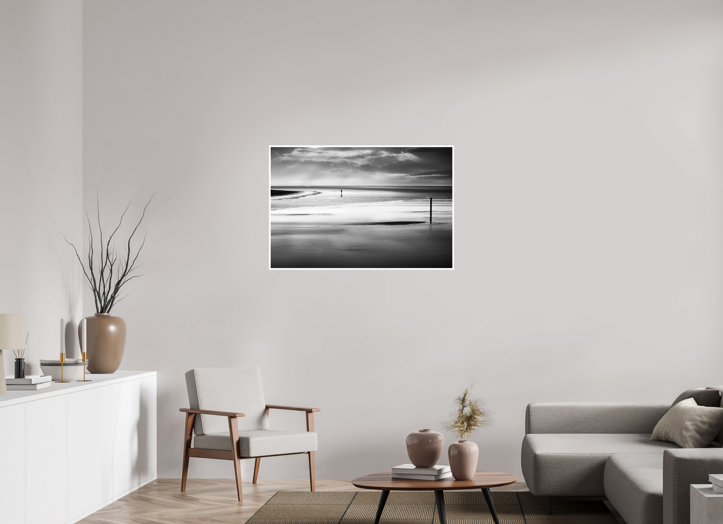 105 x 70 cm, Fine Art Print Hahnemühle Baryta Mann im Wattenmeer-01