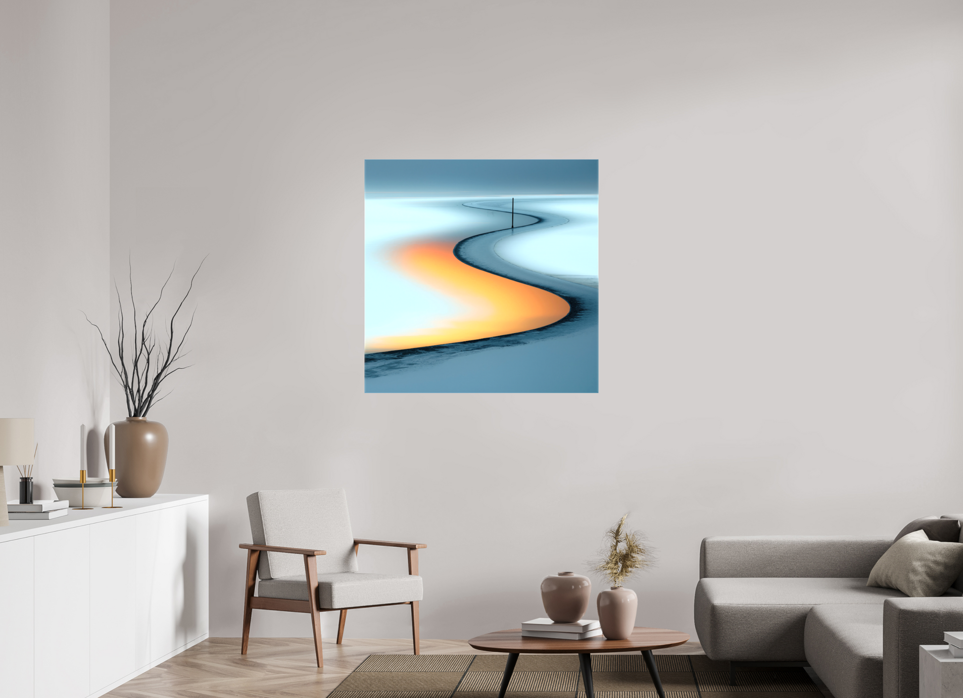 100 x 100 cm, Leinwand glänzend Goldener Priel