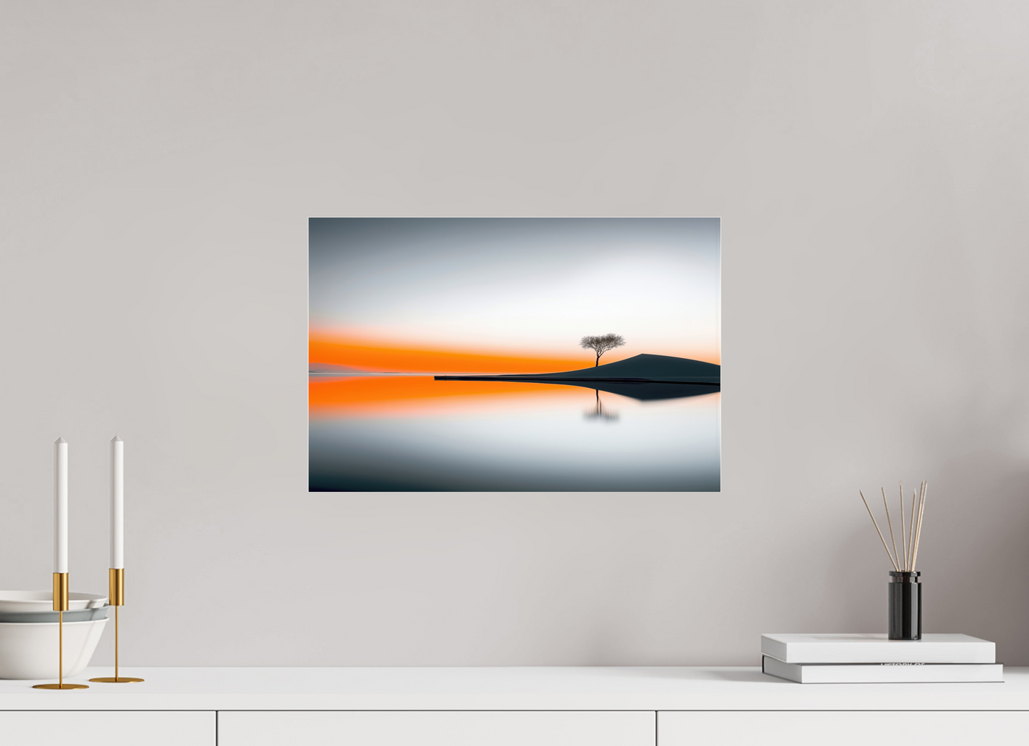 45 x 30 cm, Acrylglas glänzend standard Uferlinie im Morgenlicht—Wandkunst, Fine Art Print, Leinwand, Acryldruck, Alu-Dibond