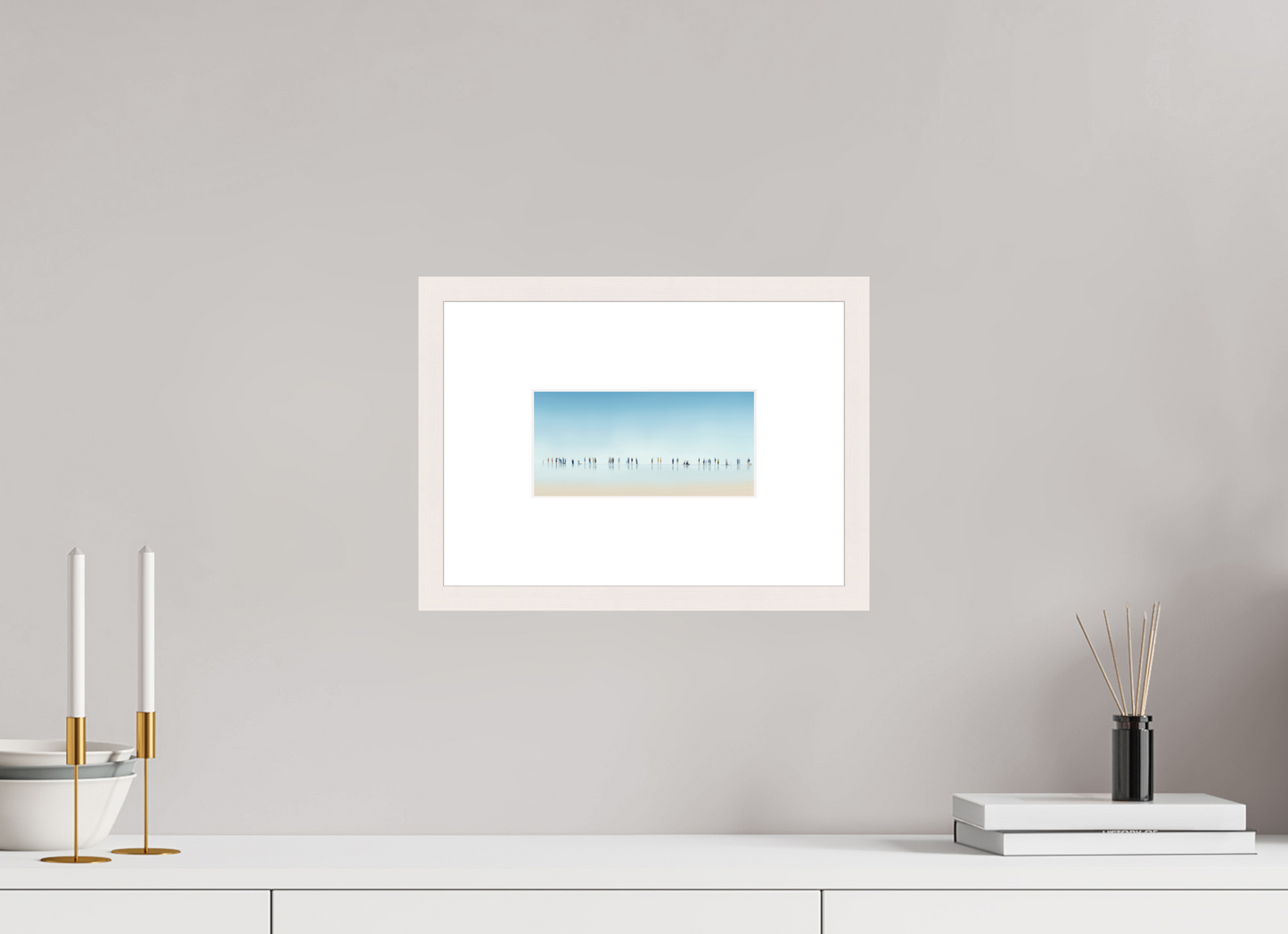 20 x 10 cm, Fine Art Print gerahmt Menschen am Strand-01-21