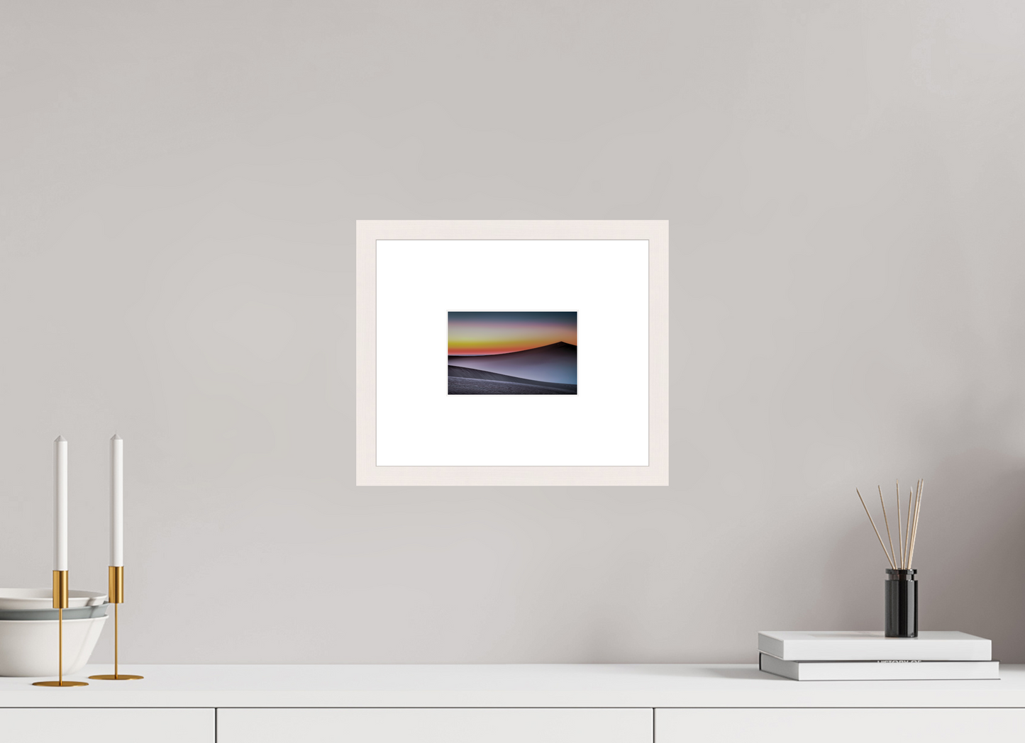15 x 10 cm, Fine Art Print gerahmt Dämmerung über der Düne