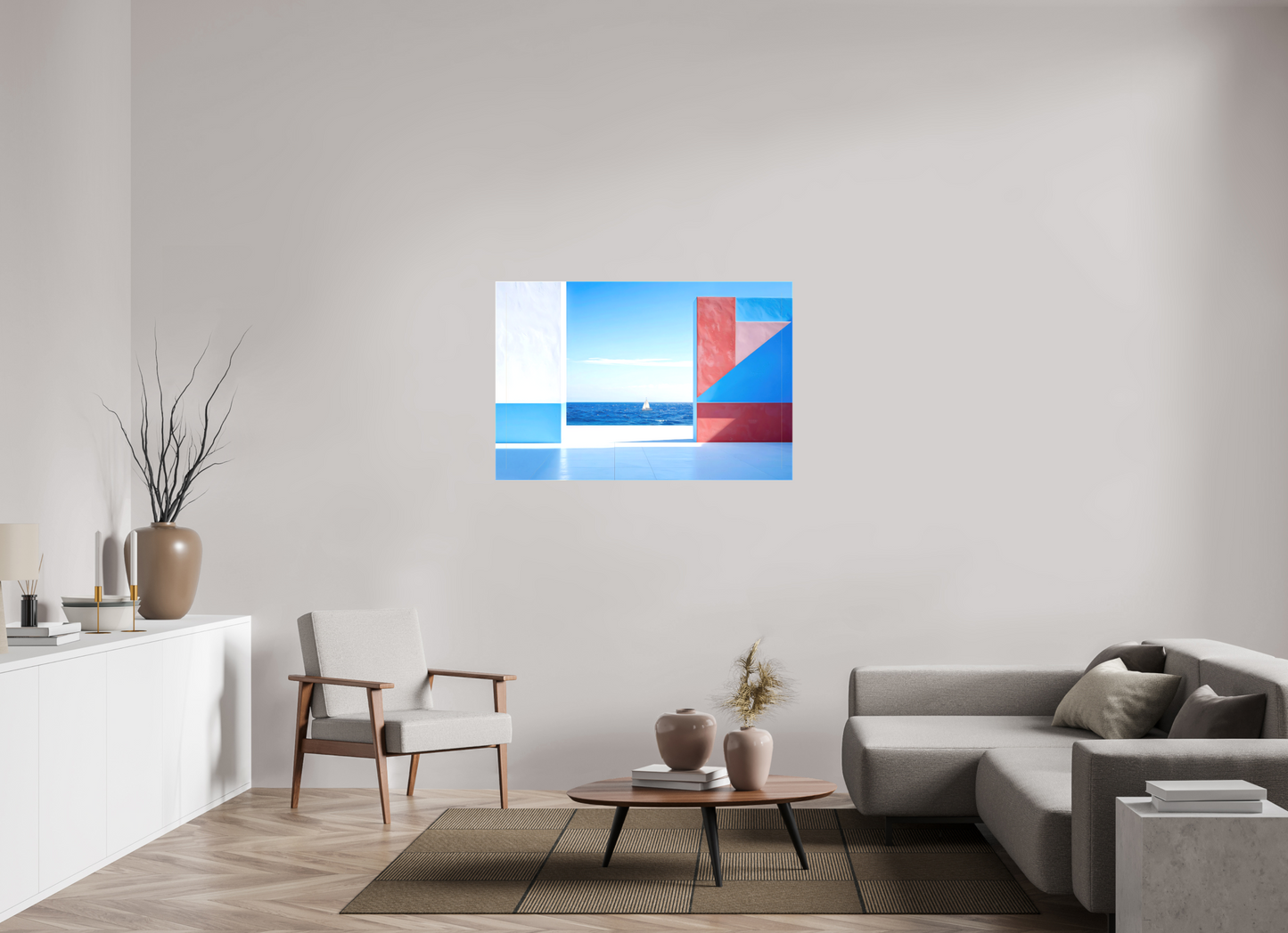 120 x 80 cm, Leinwand glänzend Mauer am Meer-03—Wandkunst, Fine Art Print, Leinwand, Acryldruck
