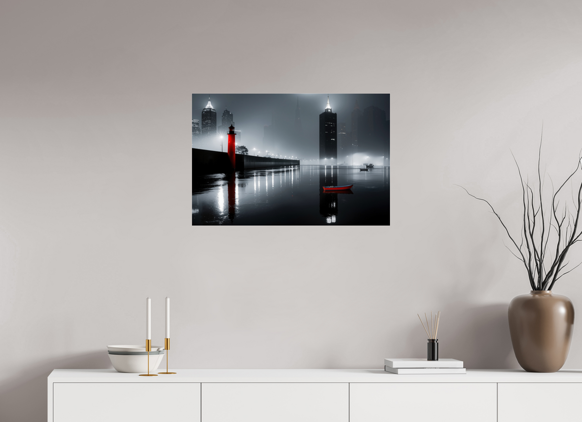 75 x 50 cm, Acrylglas glänzend standard Hafenstadt bei Nacht -noir city- 01—Wandkunst, Fine Art Print, Leinwand, Acryldruck, Alu-Dibond