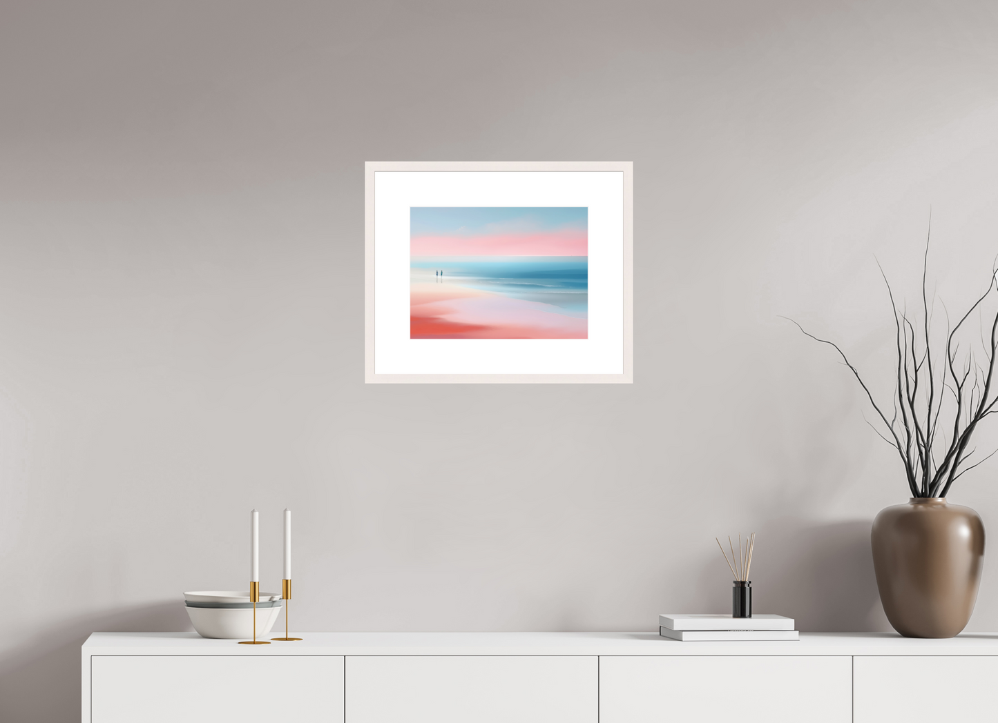 40 x 30 cm, Fine Art Print gerahmt Zwei Frauen am Meer—Wandkunst, Fine Art Print, Leinwand, Acryldruck, Alu-Dibond