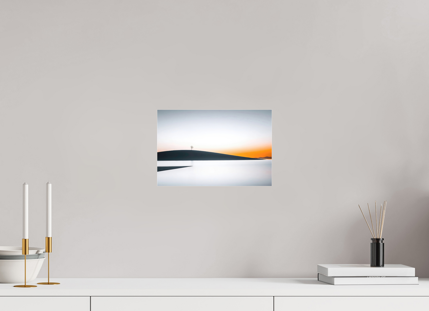 30 x 20 cm, Fine Art Pigmentdruck hinter Acrylglas Einsamer Baum im Abendlicht
