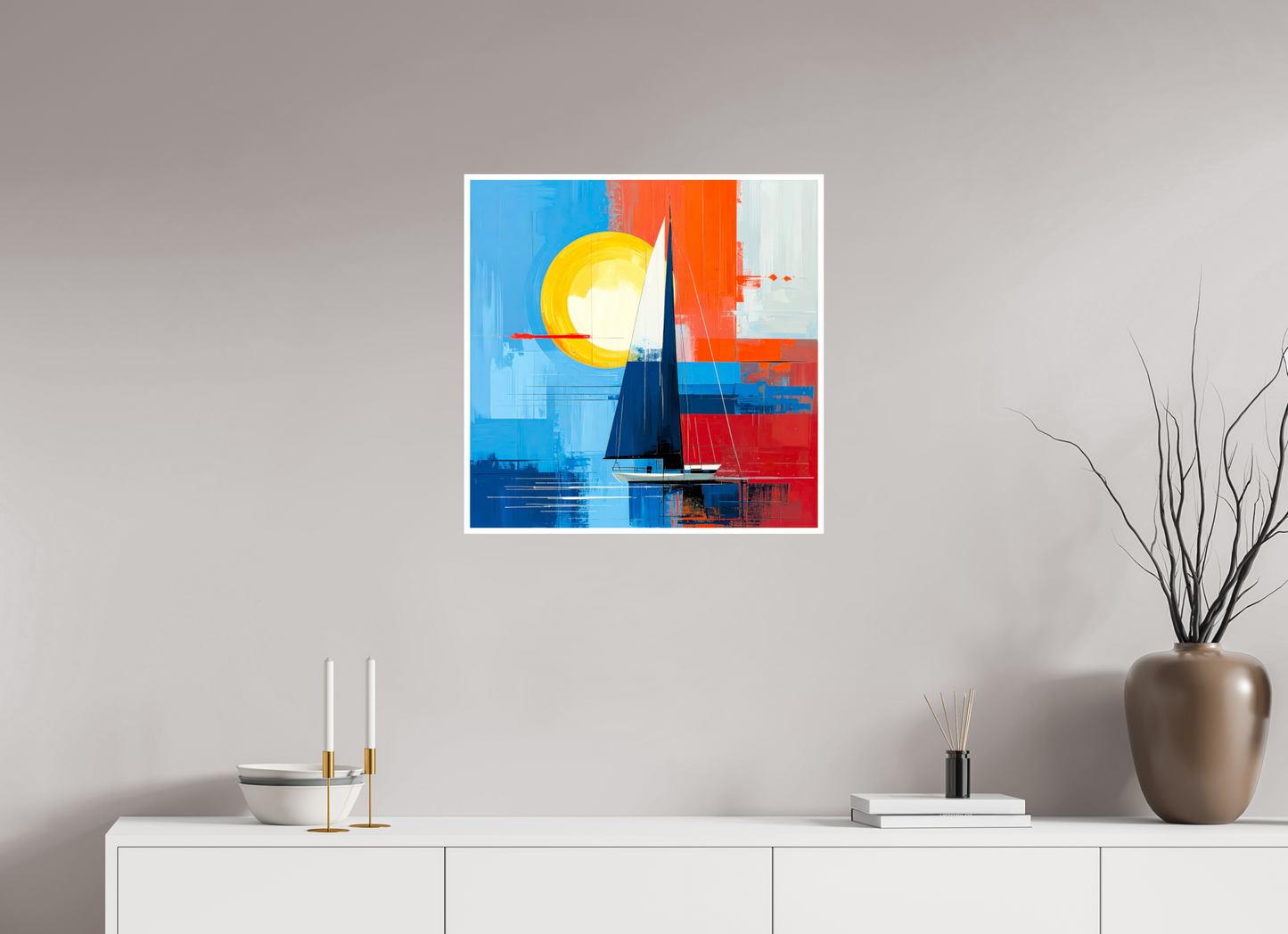 60 x 60 cm, Fine Art Print Hahnemühle Baryta Segelboot-Kunst – Licht, Farbe und Bewegung—Wandkunst, Fine Art Print, Leinwand, Acryldruck, Alu-Dibond