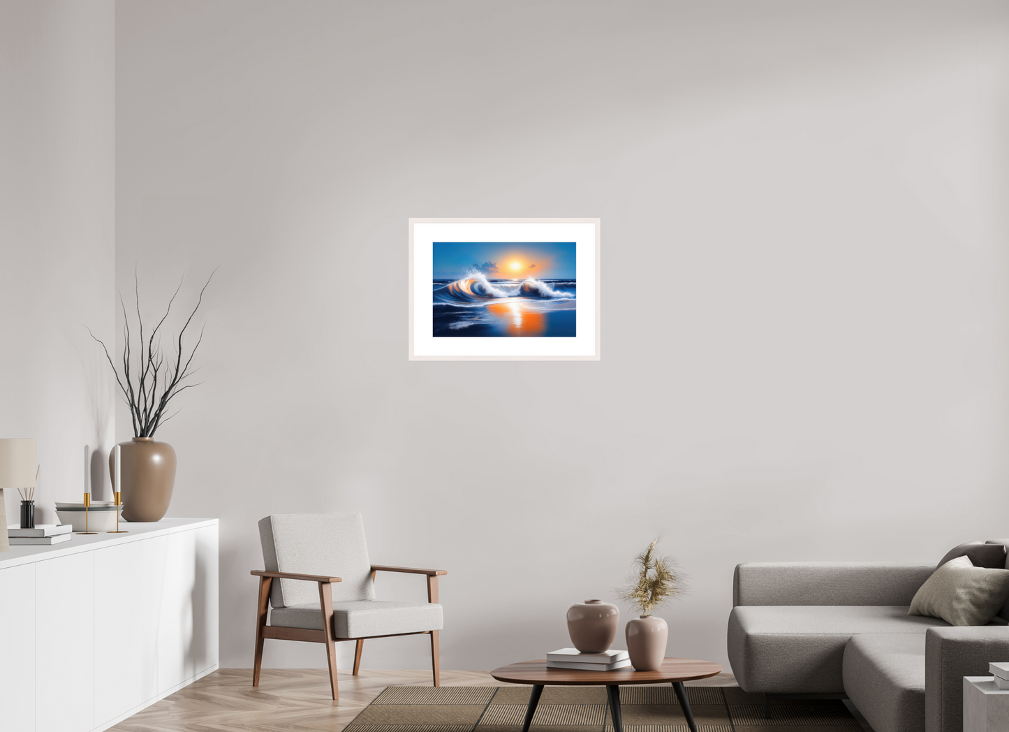 60 x 40 cm, Fine Art Print gerahmt Brandung im Licht