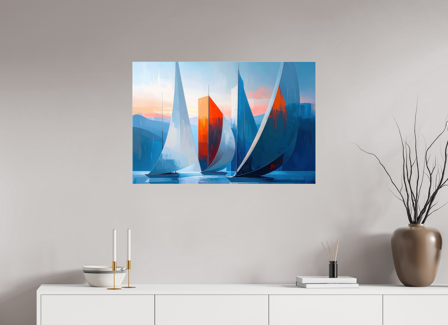 90 x 60 cm, Acrylglas glänzend standard Segelboote abstrakt-15-32—Wandkunst, Fine Art Print, Leinwand, Acryldruck, Alu-Dibond