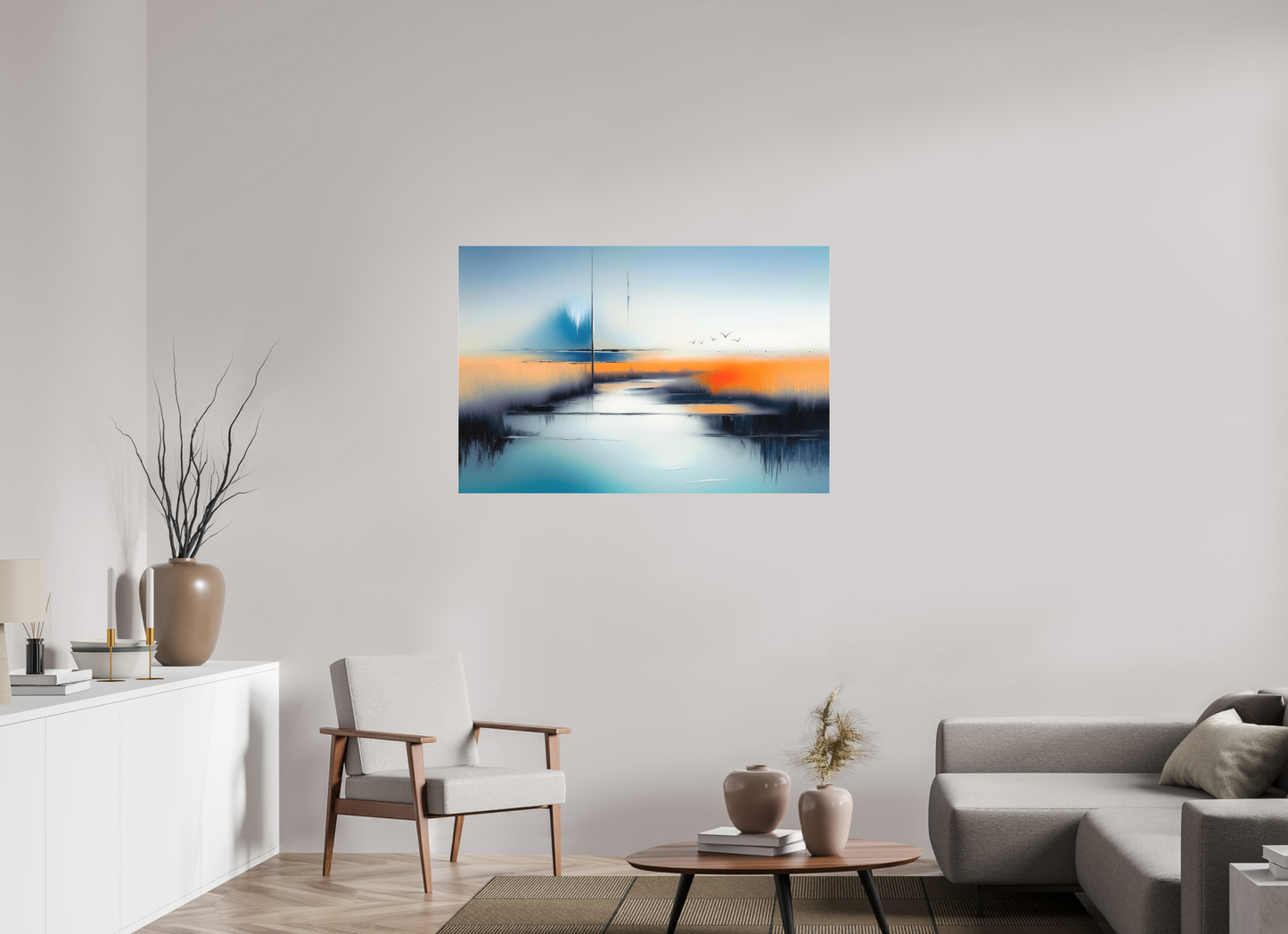 120 x 80 cm, Fine Art Pigmentdruck hinter Acrylglas Salzwiese im schwebenden Licht—Wandkunst, Fine Art Print, Leinwand, Acryldruck, Alu-Dibond