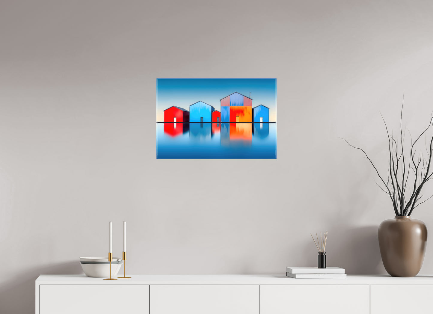 60 x 40 cm, Leinwand glänzend Farbklang am Wasser