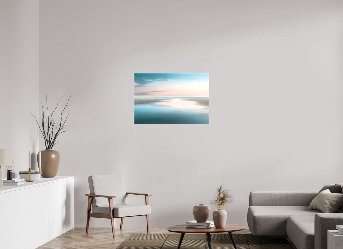 90 x 60 cm, Leinwand glänzend Menschen im Wattenmeer-01—Wandkunst, Fine Art Print, Leinwand, Acryldruck, Alu-Dibond
