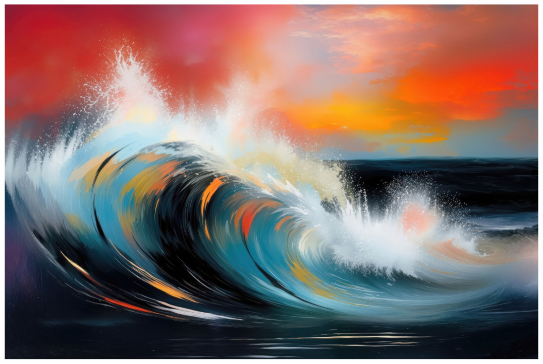 Main image Glühende Brandung—Wandkunst, Fine Art Print, Leinwand, Acryldruck, Alu-Dibond