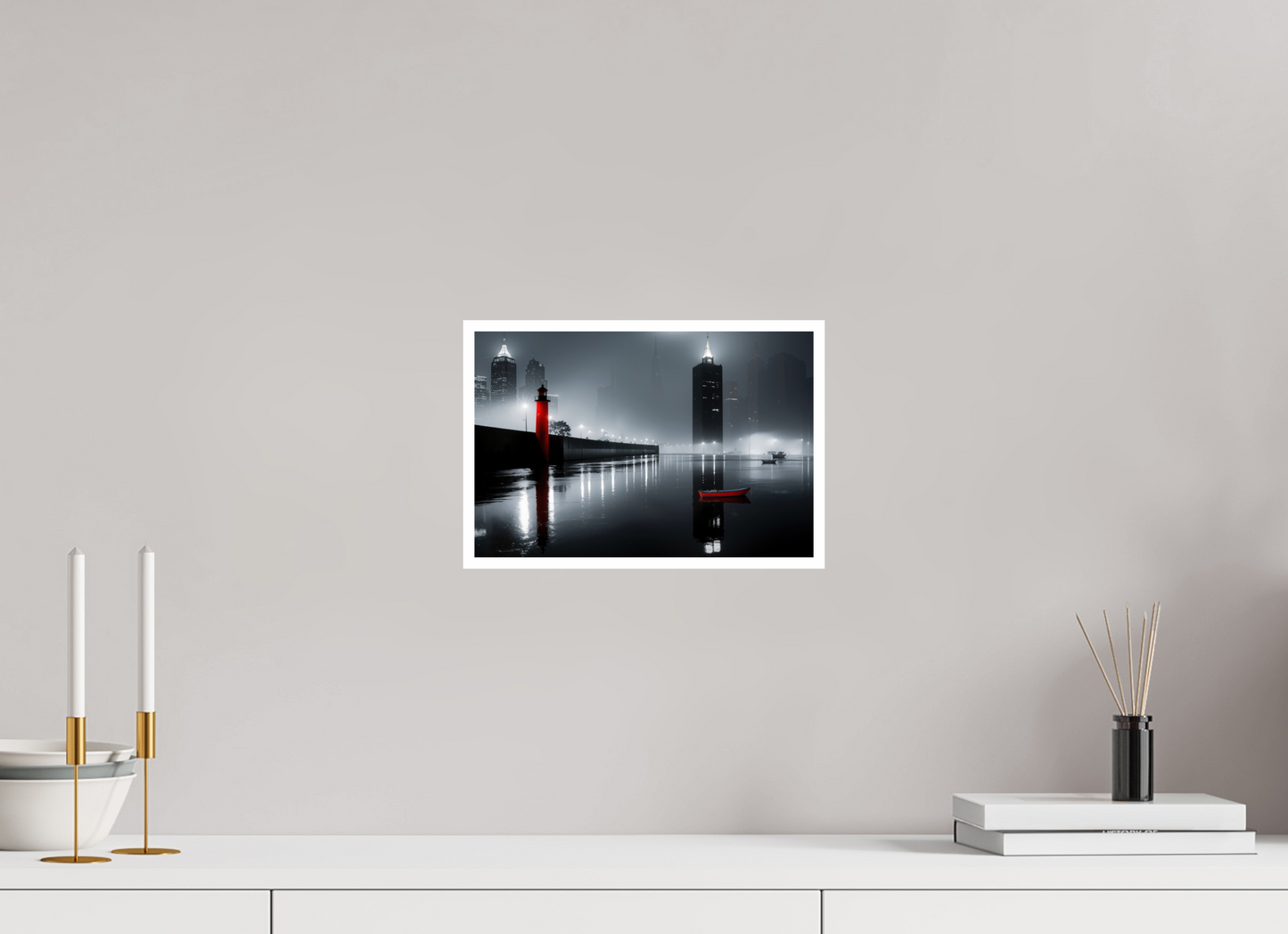 30 x 20 cm, Fine Art Print Hahnemühle Baryta Hafenstadt bei Nacht -noir city- 01
