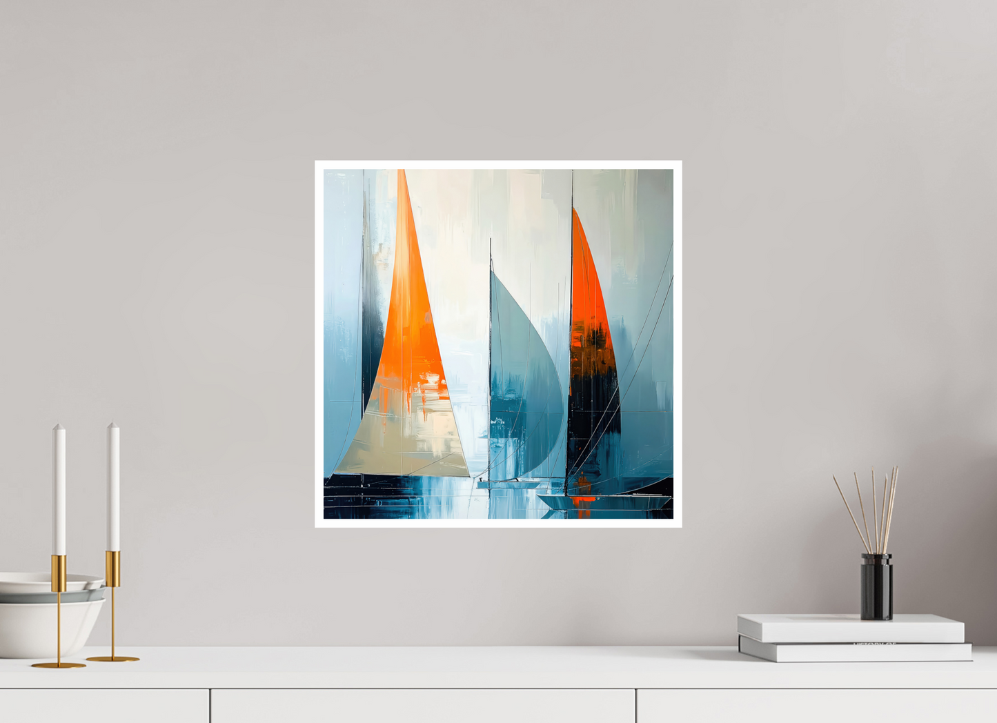 40 x 40 cm, Fine Art Print Hahnemühle Baryta Segelboot-Kunst - Abstraktion in Bewegung—Wandkunst, Fine Art Print, Leinwand, Acryldruck, Alu-Dibond