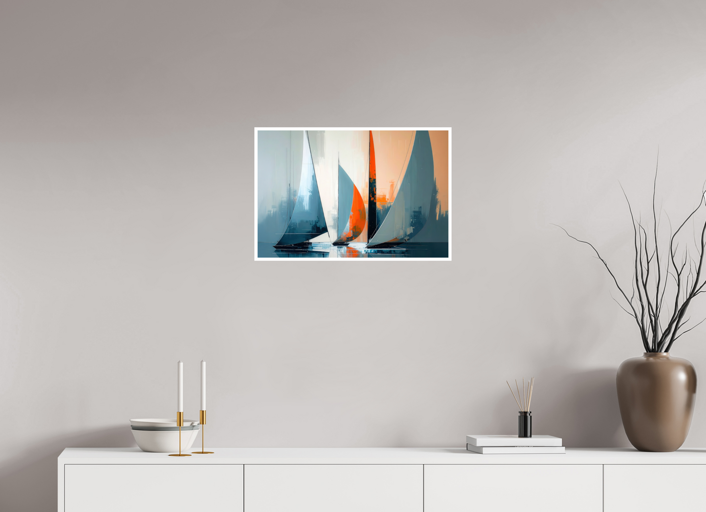 60 x 40 cm, Fine Art Print Hahnemühle Baryta Segelboote abstrakt-14-32—Wandkunst, Fine Art Print, Leinwand, Acryldruck, Alu-Dibond