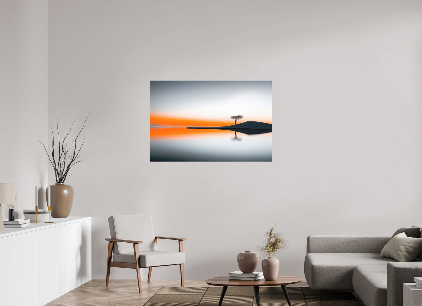 120 x 80 cm, Fine Art Pigmentdruck hinter Acrylglas Uferlinie im Morgenlicht—Wandkunst, Fine Art Print, Leinwand, Acryldruck, Alu-Dibond