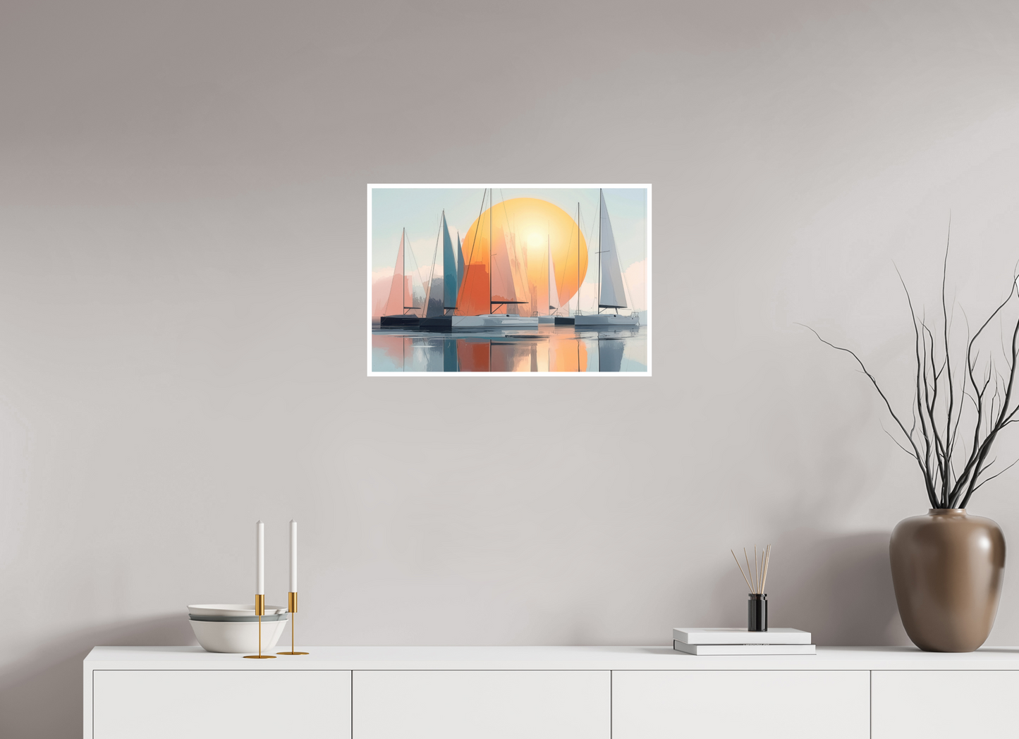 60 x 40 cm, Fine Art Print Hahnemühle Baryta Segelboot-Kunst - Zwischen Horizont und Geometrie-01—Wandkunst, Fine Art Print, Leinwand, Acryldruck, Alu-Dibond