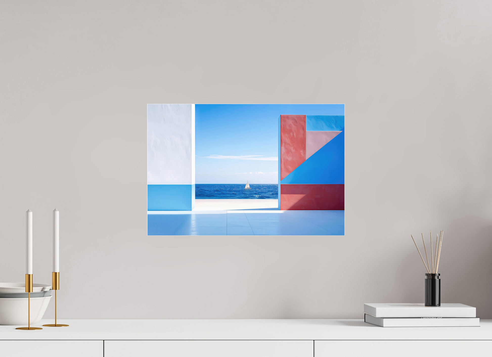 45 x 30 cm, Acrylglas glänzend standard Mauer am Meer-03—Wandkunst, Fine Art Print, Leinwand, Acryldruck