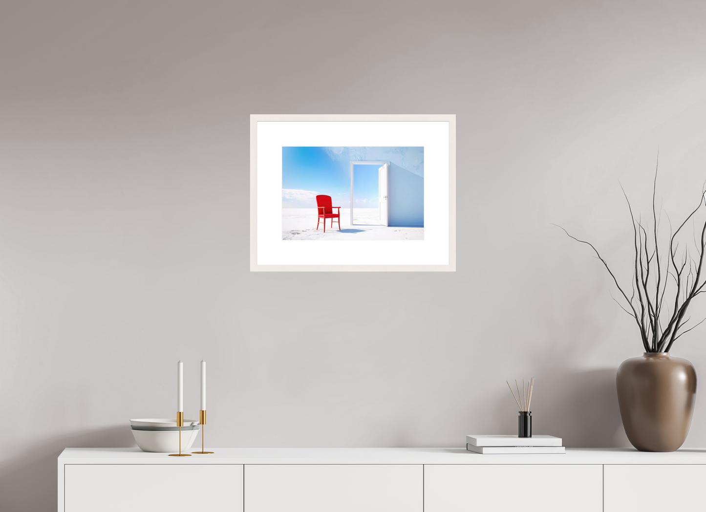 45 x 30 cm, Fine Art Print gerahmt Blick durch die Tür surreal-02