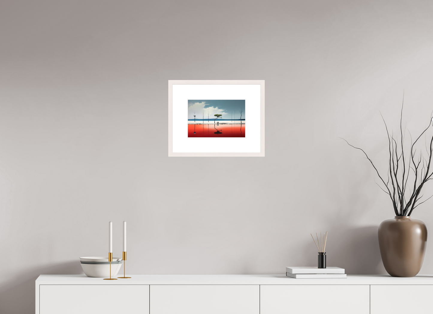 30 x 20 cm, Fine Art Print gerahmt Balance am Rand des Wassers