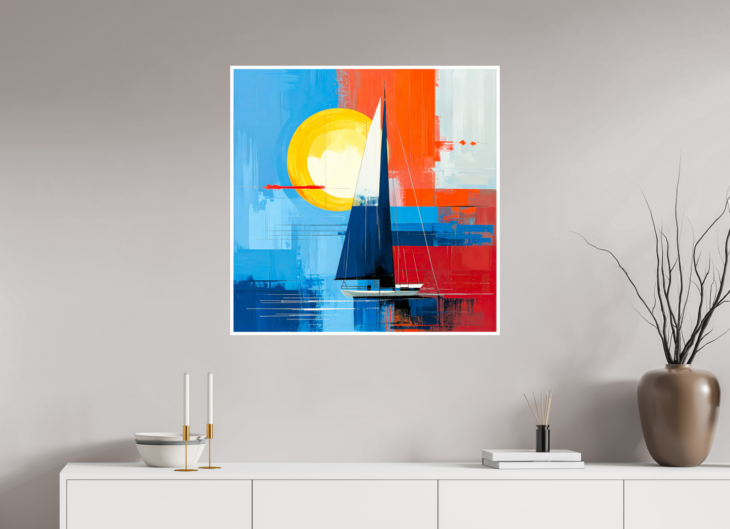 80 x 80 cm, Fine Art Print Hahnemühle Baryta Segelboot-Kunst – Licht, Farbe und Bewegung—Wandkunst, Fine Art Print, Leinwand, Acryldruck, Alu-Dibond