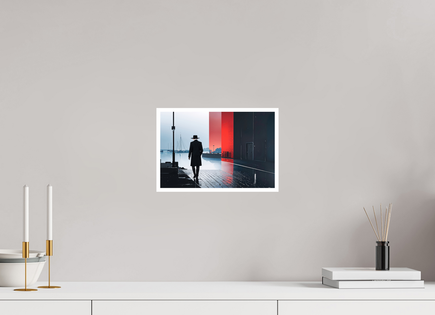 30 x 20 cm, Fine Art Print Hahnemühle Baryta Mann in Hafenstadt -noir city- 01